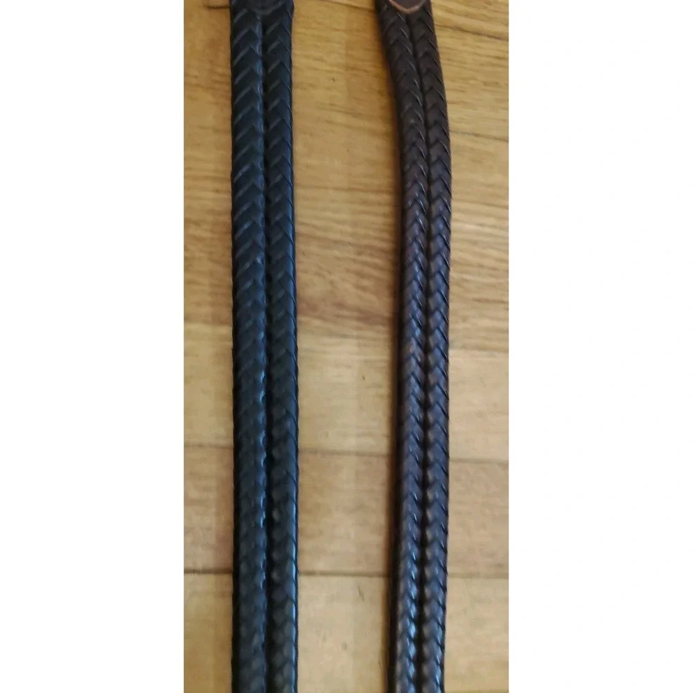 Lot Of 2 FOSSIL Mens Braided Brown & Black Leather Belts 34 Distressed